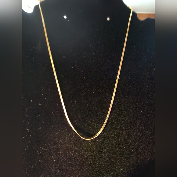 Vintage Monet Gold-Tone Herringbone Chain Necklace - Picture 1 of 5